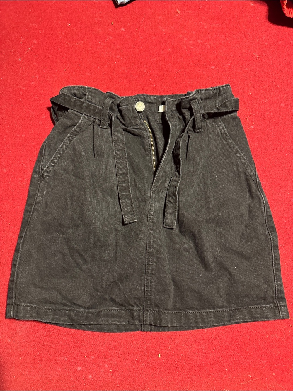 Hollister Black Paperbag Waist Mini Skirt with Tie Belt